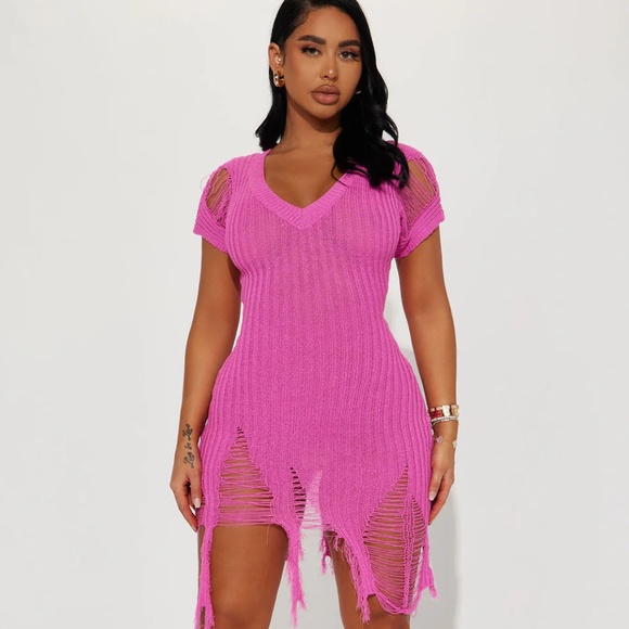 Fashion Nova Dresses & Skirts - Fashion Nova Distressed Sweater Mini Dress